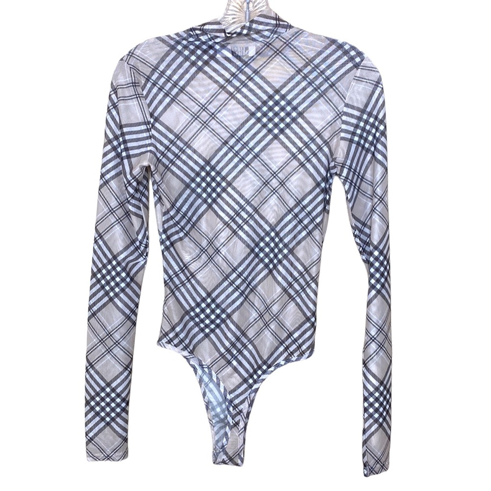 Tiger Mist Plaid Sheer Bodysuit - Picture 2 of 6